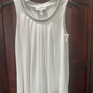 Joseph Ribkoff White Blouse with Silver Accents